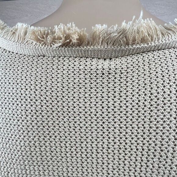 NWT Kobi Halperin Tan Open Stitch Fringe Pullover Sweater Top S - Picture 6 of 11